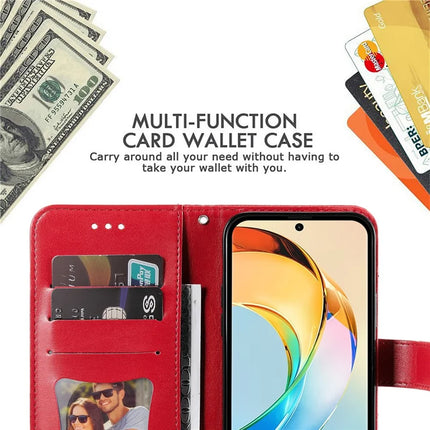 For Honor X60 5G Case PU Leather Wallet Floral Phone Cover Stand View