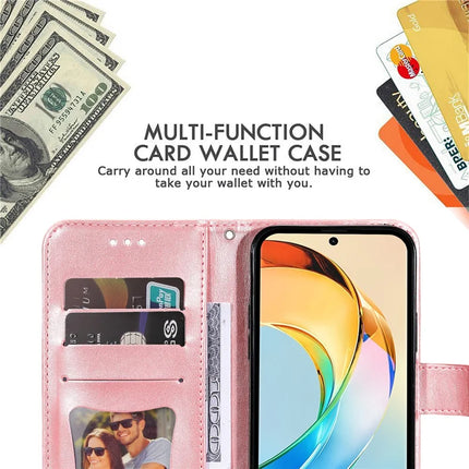 For Honor X60 5G Case PU Leather Wallet Floral Phone Cover Stand View