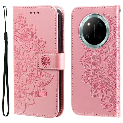 Leather Case for Honor Magic7 Lite 5G / X9c 5G / X60 Pro 5G Flower Phone Cover - Pink
