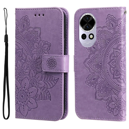 For Huawei nova 13 5G / nova 12 5G Case PU Leather Wallet Floral Phone Cover Stand View - Purple