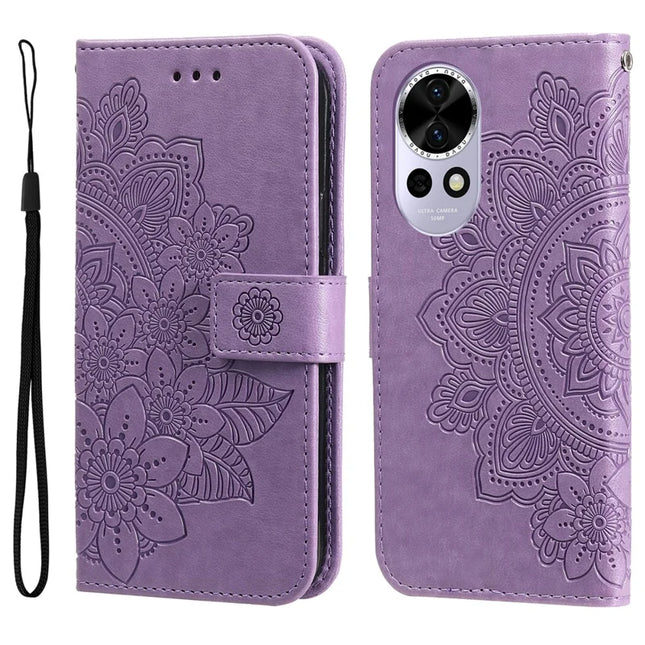 For Huawei nova 13 5G / nova 12 5G Case PU Leather Wallet Floral Phone Cover Stand View - Purple
