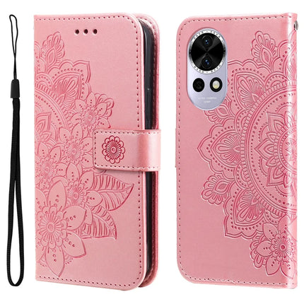 For Huawei nova 13 5G / nova 12 5G Case PU Leather Wallet Floral Phone Cover Stand View - Pink