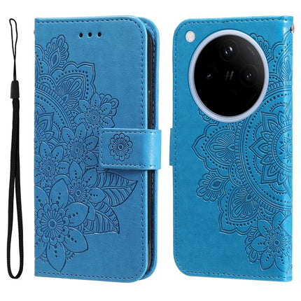 For Oppo Find X8 5G Case PU Leather Wallet Floral Phone Cover Stand View - Blue
