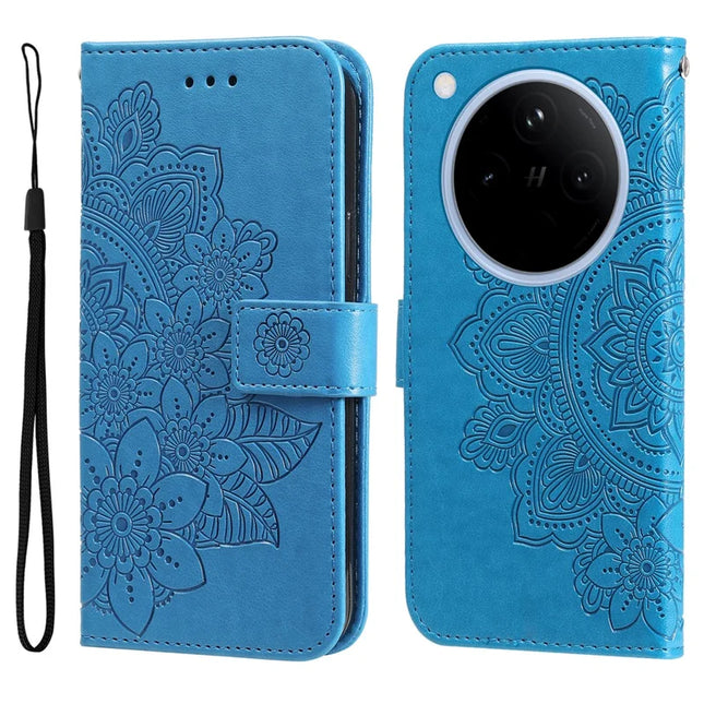 For Oppo Find X8 5G Case PU Leather Wallet Floral Phone Cover Stand View - Blue