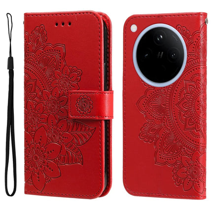For Oppo Find X8 5G Case PU Leather Wallet Floral Phone Cover Stand View - Red