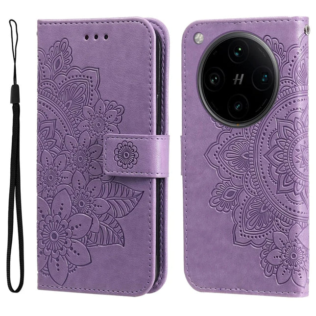 For Oppo Find X8 Pro 5G Case PU Leather Wallet Floral Phone Cover Stand View - Purple