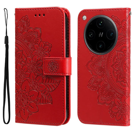 For Oppo Find X8 Pro 5G Case PU Leather Wallet Floral Phone Cover Stand View - Red
