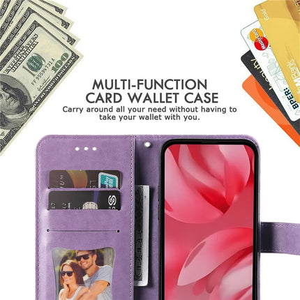 For Google Pixel 9a Case PU Leather Wallet Floral Phone Cover Stand View