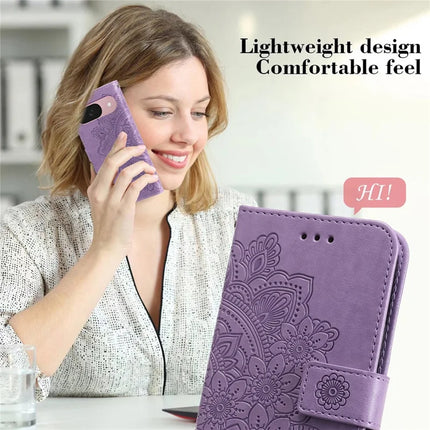For Google Pixel 9a Case PU Leather Wallet Floral Phone Cover Stand View