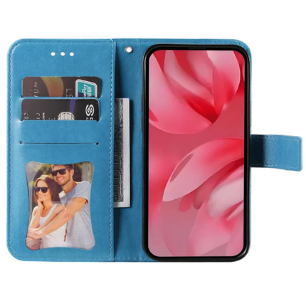 For Google Pixel 9a Case PU Leather Wallet Floral Phone Cover Stand View