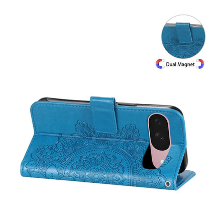 For Google Pixel 9a Case PU Leather Wallet Floral Phone Cover Stand View