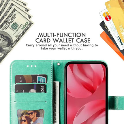 For Google Pixel 9a Case PU Leather Wallet Floral Phone Cover Stand View