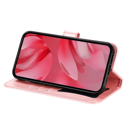 For Google Pixel 9a Case PU Leather Wallet Floral Phone Cover Stand View