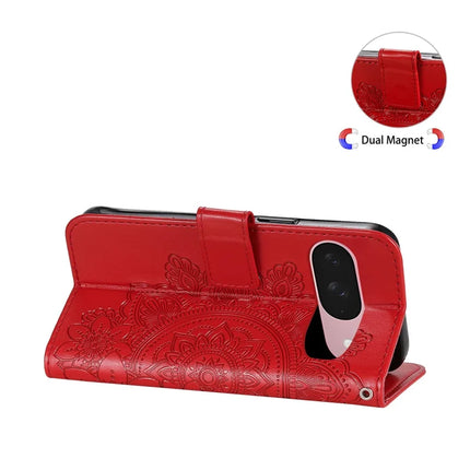 For Google Pixel 9a Case PU Leather Wallet Floral Phone Cover Stand View