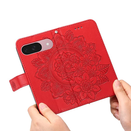 For Google Pixel 9a Case PU Leather Wallet Floral Phone Cover Stand View