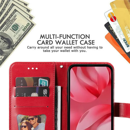 For Google Pixel 9a Case PU Leather Wallet Floral Phone Cover Stand View