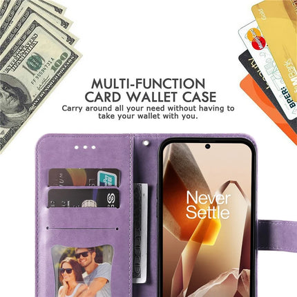 For OnePlus 13 Case PU Leather Wallet Floral Phone Cover Stand View