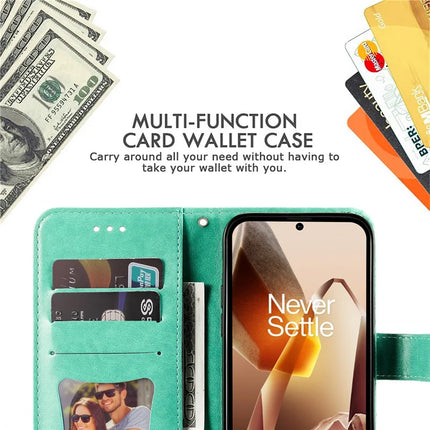 For OnePlus 13 Case PU Leather Wallet Floral Phone Cover Stand View