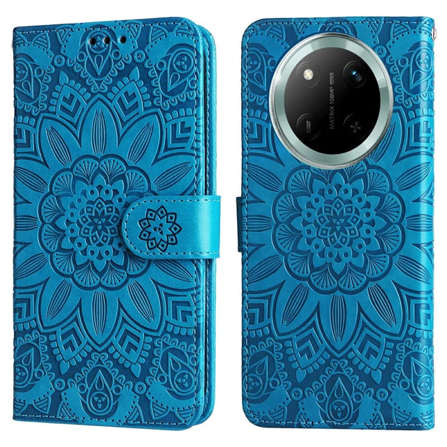 Leather Case for Honor Magic7 Lite 5G / X9c 5G / X60 Pro 5G Sunflower Wallet Cover - Blue