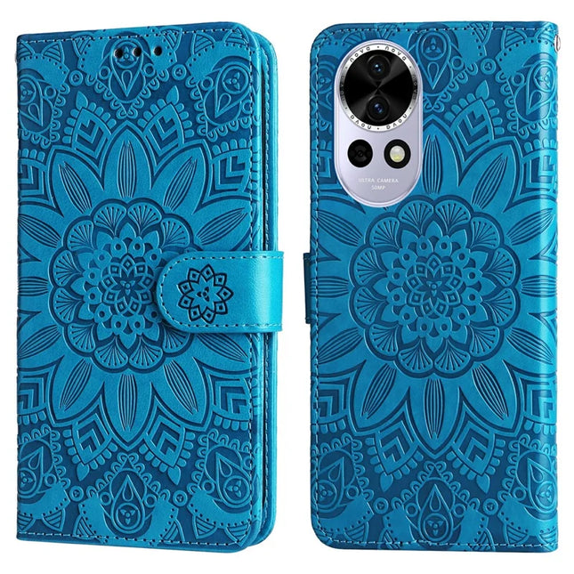 For Huawei nova 13 5G / nova 12 5G Case Sunflower Imprint Leather Wallet Phone Cover - Blue