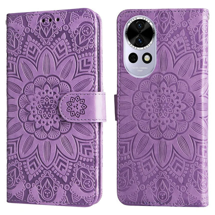 For Huawei nova 13 5G / nova 12 5G Case Sunflower Imprint Leather Wallet Phone Cover - Purple