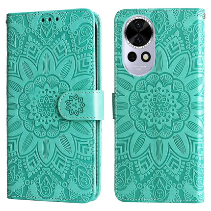 For Huawei nova 13 5G / nova 12 5G Case Sunflower Imprint Leather Wallet Phone Cover - Green