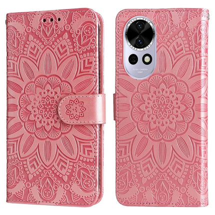 For Huawei nova 13 5G / nova 12 5G Case Sunflower Imprint Leather Wallet Phone Cover - Pink