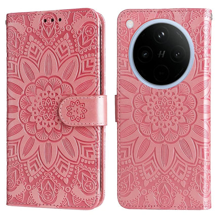 For Oppo Find X8 5G Case Sunflower Imprint Leather Wallet Phone Cover - Pink