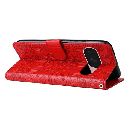 For Google Pixel 9a Case Sunflower Imprint Leather Wallet Phone Cover