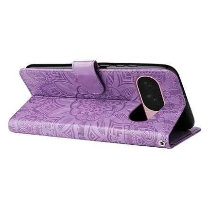 For Google Pixel 9a Case Sunflower Imprint Leather Wallet Phone Cover