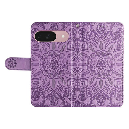 For Google Pixel 9a Case Sunflower Imprint Leather Wallet Phone Cover