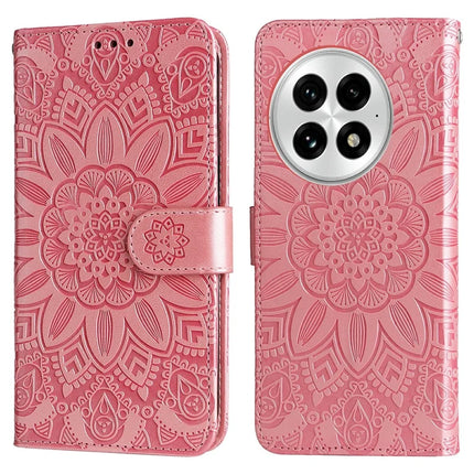 For OnePlus 13 Case Sunflower Imprint Leather Wallet Phone Cover - Pink
