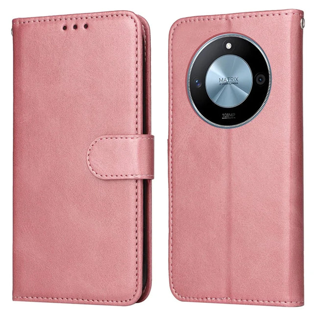For Honor X60 5G Case Wallet PU Leather Folio Flip Phone Cover - Pink