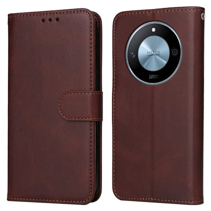 For Honor X60 5G Case Wallet PU Leather Folio Flip Phone Cover - Brown