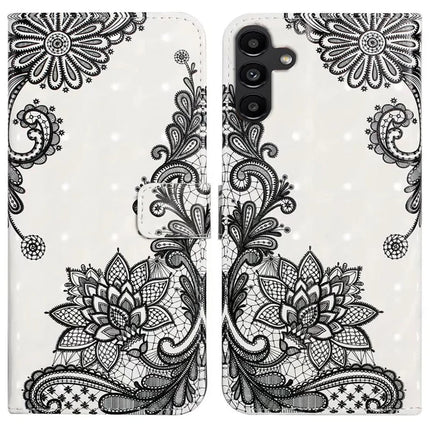 For Samsung Galaxy A36 5G Case 3D Creative Pattern PU Leather Stand Phone Cover - Lace Flower