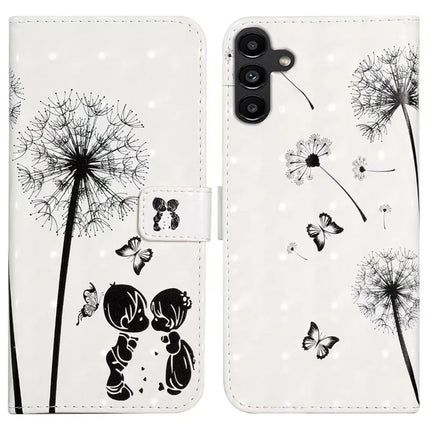 For Samsung Galaxy A36 5G Case 3D Creative Pattern PU Leather Stand Phone Cover - Kids and Dandelion