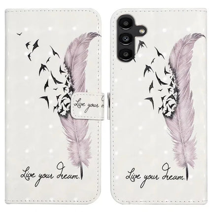 For Samsung Galaxy A36 5G Case 3D Creative Pattern PU Leather Stand Phone Cover - Feather