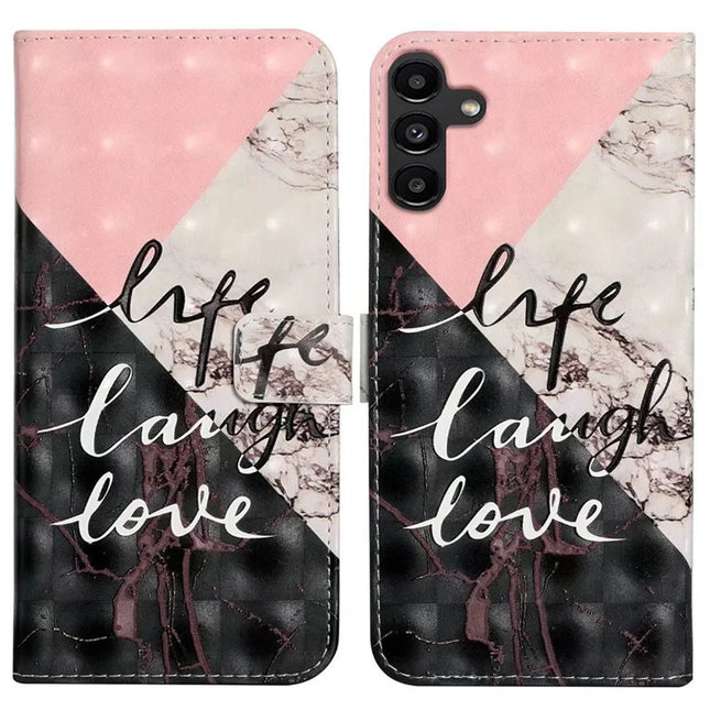 For Samsung Galaxy A56 5G Case 3D Creative Pattern PU Leather Stand Phone Cover - Tri-Color Marble