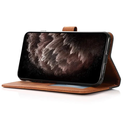 For Samsung Galaxy A26 5G Cover Color Splicing Wallet Stand Leather Phone Case with Wrist Strap
