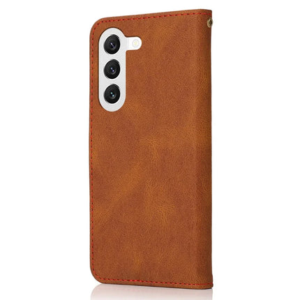 For Samsung Galaxy A26 5G Cover Color Splicing Wallet Stand Leather Phone Case with Wrist Strap
