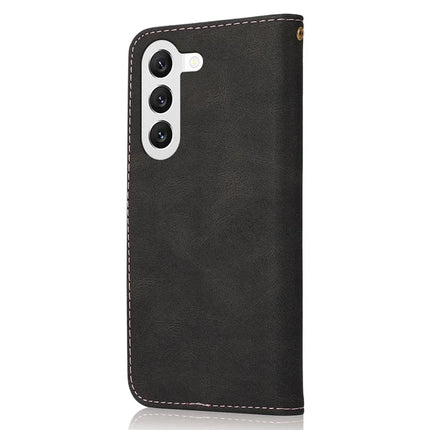 For Samsung Galaxy A26 5G Cover Color Splicing Wallet Stand Leather Phone Case with Wrist Strap