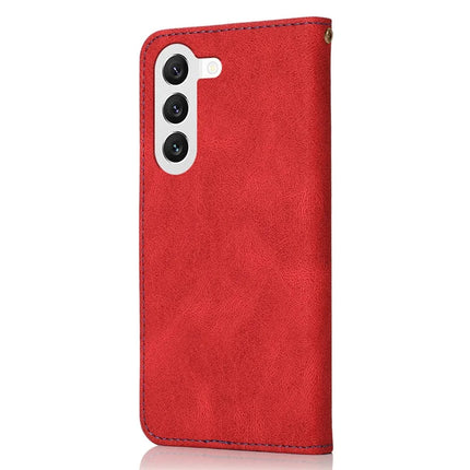 For Samsung Galaxy A26 5G Cover Color Splicing Wallet Stand Leather Phone Case with Wrist Strap