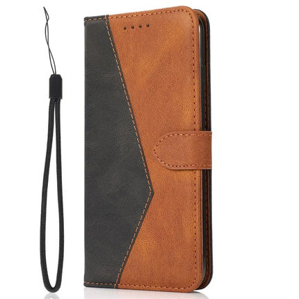 For Samsung Galaxy A36 5G Cover Color Splicing Wallet Stand Leather Phone Case with Wrist Strap