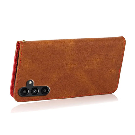 For Samsung Galaxy A36 5G Cover Color Splicing Wallet Stand Leather Phone Case with Wrist Strap