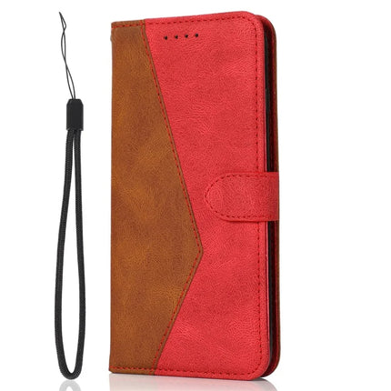 For Samsung Galaxy A36 5G Cover Color Splicing Wallet Stand Leather Phone Case with Wrist Strap