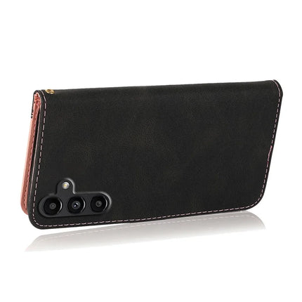 For Samsung Galaxy A36 5G Cover Color Splicing Wallet Stand Leather Phone Case with Wrist Strap