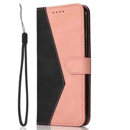 For Samsung Galaxy A36 5G Cover Color Splicing Wallet Stand Leather Phone Case with Wrist Strap