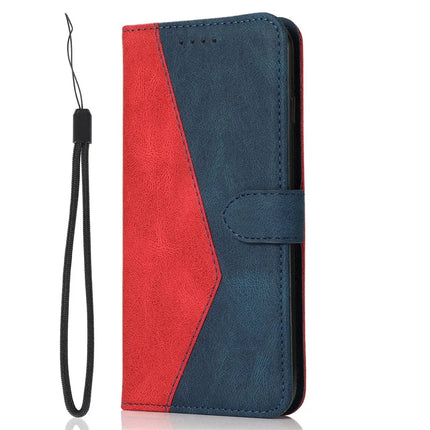 For Samsung Galaxy A36 5G Cover Color Splicing Wallet Stand Leather Phone Case with Wrist Strap