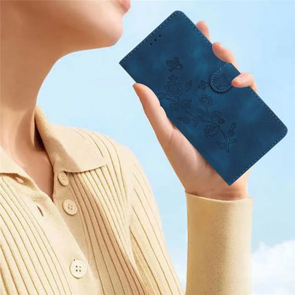 For Samsung Galaxy A36 5G Case Leather Imprinted Flower Phone Cover Wallet with Wrist Strap