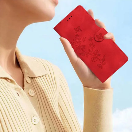 For Samsung Galaxy A36 5G Case Leather Imprinted Flower Phone Cover Wallet with Wrist Strap
